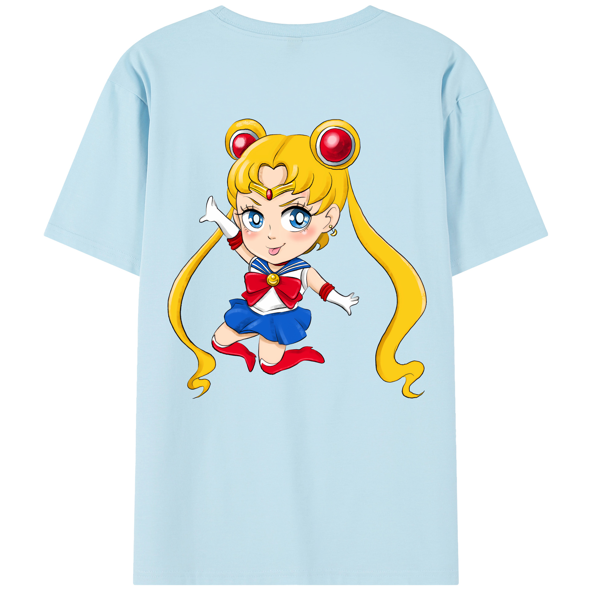 （画像用） 美少女戦士セーラームーン 月野 うさぎ つきの うさぎ Sailor Moon Tsukino Usagi 綿100％半袖Tシャツ（背面プリント）
